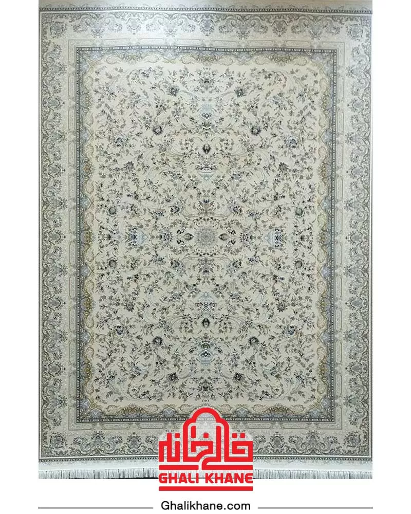 فرش ماشینی مشهد 1500 شانه کد 814008 کرم
