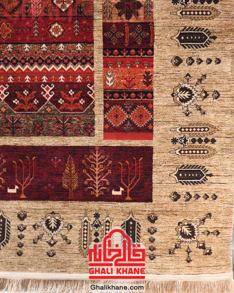 فرش هیوا طرح درختی رنگ‌ بژ