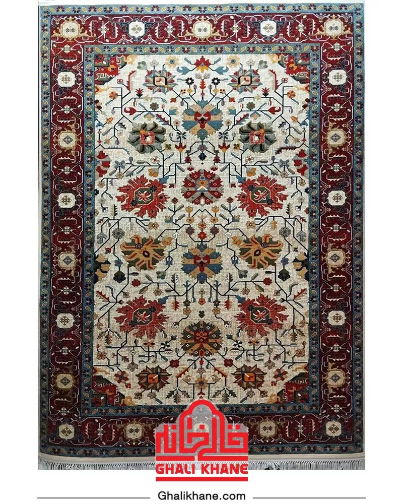 فرش مشهد 700 شانه طرح سلطان آباد کد 722017 کرم لاکی
