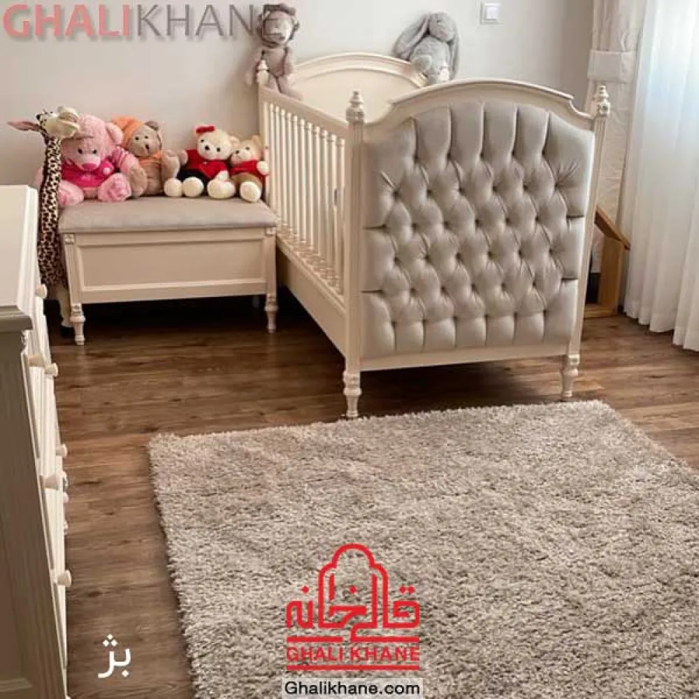 فرش شگی پرز بلند مدل فلوکاتی مات بژ