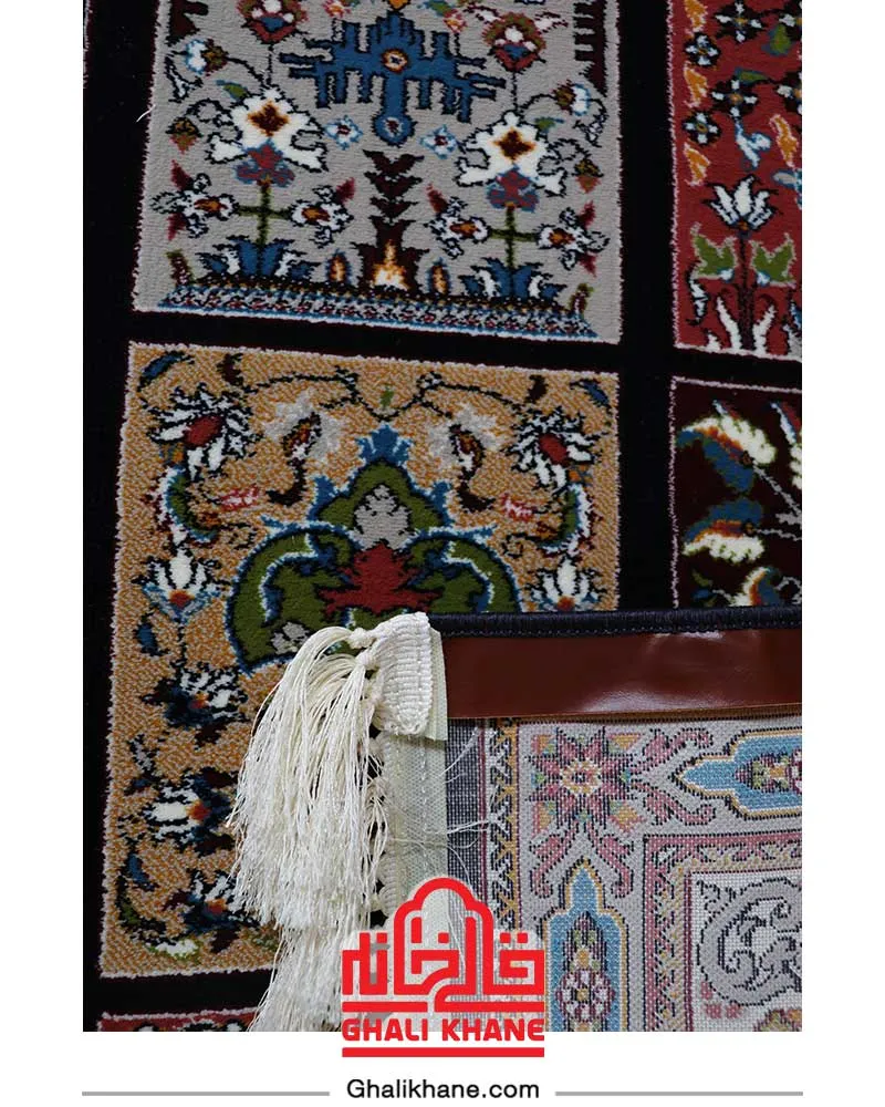 فرش هیوا 700 شانه طرح خشتی سرمه‌ای
