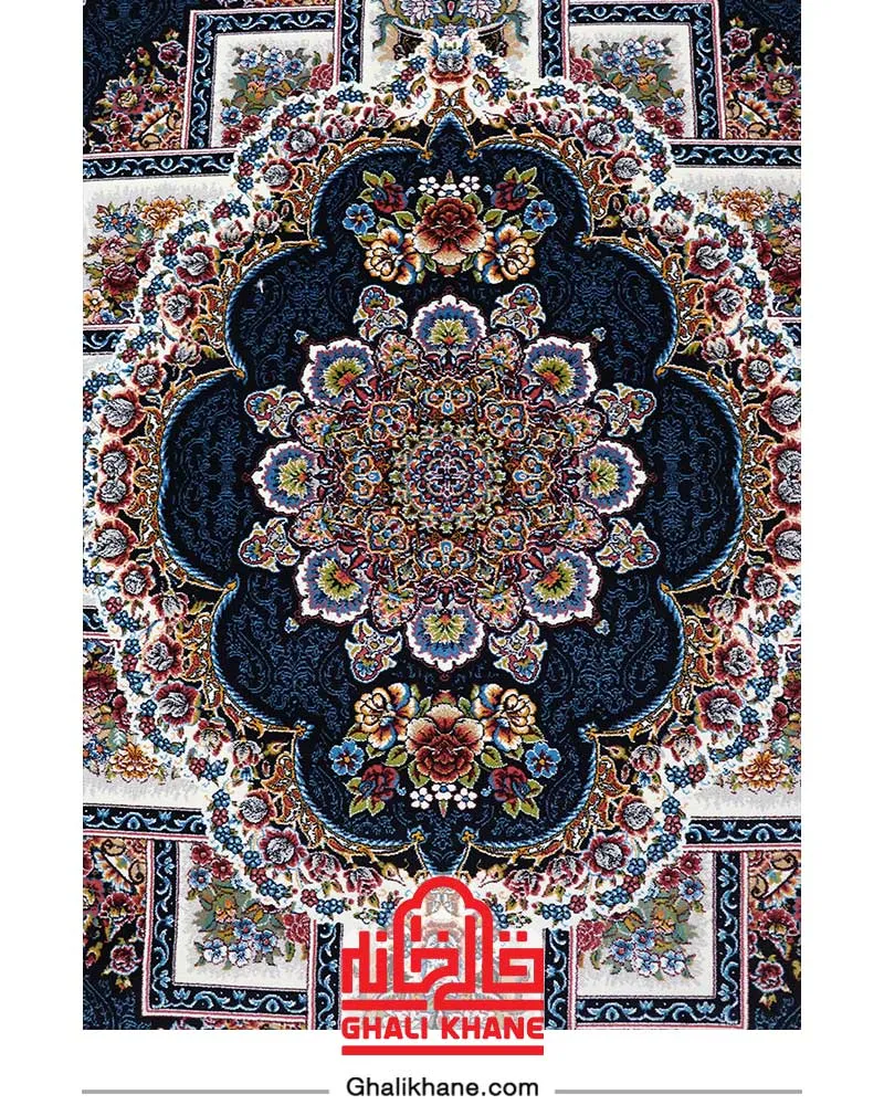 فرش هیوا 700 شانه طرح ناردون کد 103 سرمه‌ای