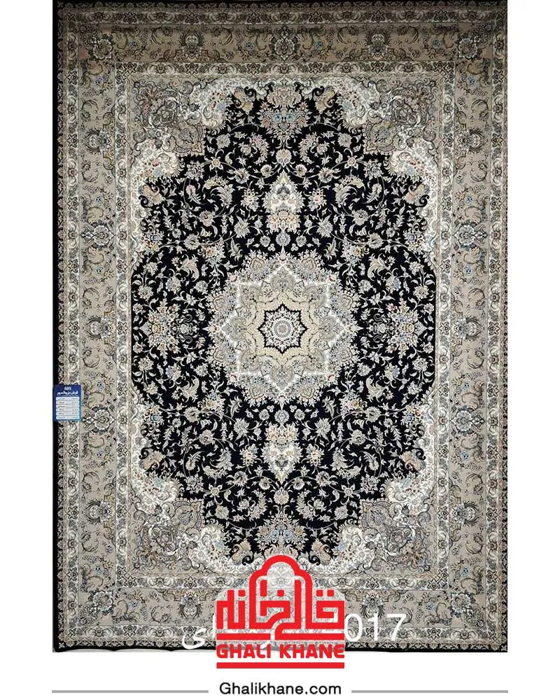فرش بزرگمهر کلکسیون فلورانس 1200 شانه کد 14017 سرمه ای