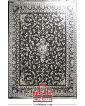 فرش تهران 1200 شانه طرح ترمه دودی طلایی