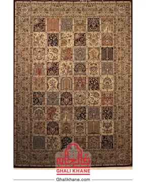 فرش ستاره کویر یزد کلکسیون شاه عباسی  500 شانه کد XI-X047-1451