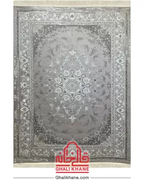 فرش تهران کلکسیون آوانگارد 1200 شانه طرح گلاریس نقره‌ای آبی