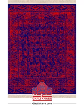 فرش تهران کلکسیون آوانگارد 1200 شانه طرح ژینا سرمه‌ای لاکی