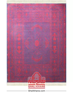 فرش تهران کلکسیون آوانگارد 1200 شانه طرح کتیبه سرمه‌ای لاکی