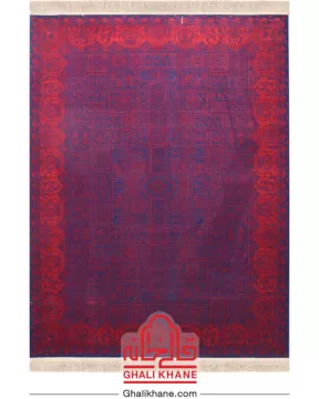 فرش تهران کلکسیون آوانگارد 1200 شانه طرح خشتی سرمه‌ای لاکی