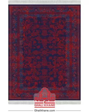 فرش تهران کلکسیون آوانگارد 1200 شانه طرح لاوین سرمه‌ای لاکی کاربنی