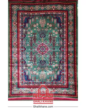 فرش تهران کلکسیون آوانگارد 1200 شانه طرح چهار باغ سبز  پرتقالی