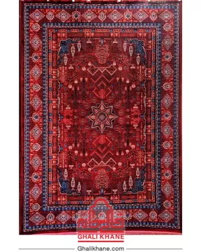 فرش تهران کلکسیون آوانگارد 1200 شانه طرح چهار باغ لاکی سرمه‌ای کاربنی