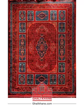 فرش تهران کلکسیون آوانگارد 1200 شانه طرح کتیبه لاکی سبز