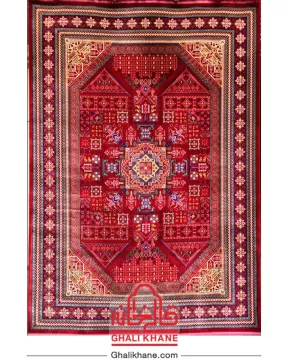 فرش تهران کلکسیون آوانگارد 1200 شانه طرح ترنج لاکی پرتقالی