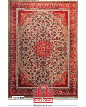 فرش تهران کلکسیون آوانگارد 1200 شانه طرح آیینه دودی  لاکی مسی