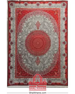 فرش تهران کلکسیون آوانگارد 1200 شانه طرح خورشید دودی لاکی طوسی