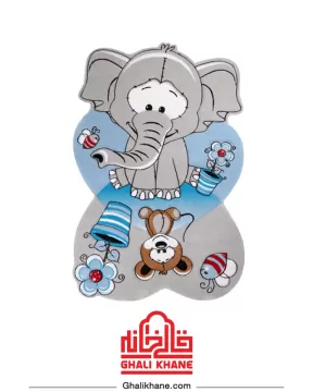 فرش فانتزی کودک زرباف طرح فیل و فنجون