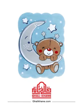 فرش فانتزی کودک زرباف طرح خرس و ماه