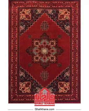 فرش ماشینی مشهد 700 شانه رنگ زمینه لاکی کد 871378