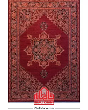 فرش ماشینی مشهد 700 شانه رنگ زمینه لاکی کد 871369