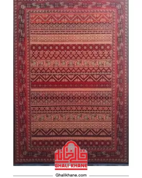 فرش ماشینی مشهد 700 شانه رنگ زمینه لاکی کد 871358