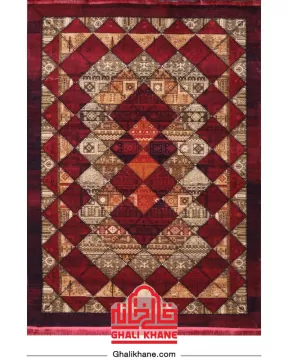 فرش هیوا 700 شانه طرح چهل تکه لاکی