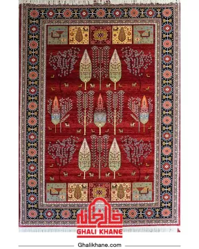 فرش ستاره کویر یزد کلکسیون شاهکار نوین 700 شانه کد YN-N184-2559 طرح درخت زندگی