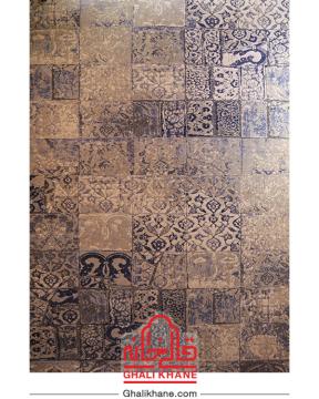 فرش ماشینی طرح کالرفول کد 1316 زمینه آبی طوسی