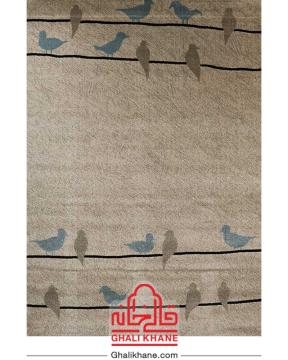 گلیم فرش ماشینی ساوین کد 4008 نقره ای