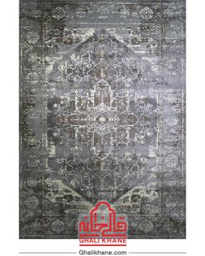 گلیم فرش ماشینی ساوین کد 4082 نقره ای
