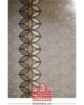 گلیم فرش ماشینی ساوین کد 7432 نقره ای