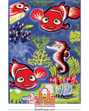 گلیم فرش ماشینی طرح ماهی یک و نیم متری