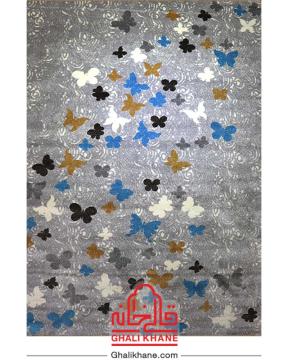 گلیم فرش ماشینی ساوین کد 4054 نقره ای