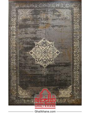 گلیم فرش ماشینی ساوین طرح دنیس نقره ای