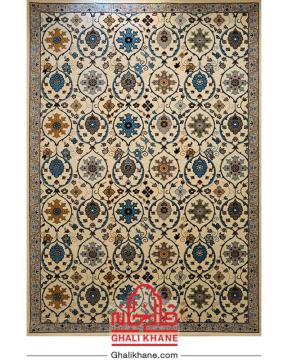 گلیم فرش ماشینی ساوین کد 4048 کرم