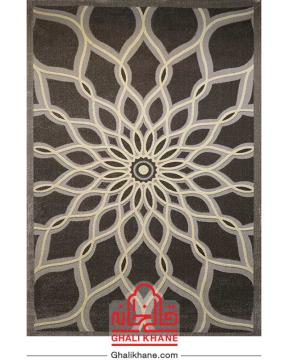 گلیم فرش ماشینی ساوین کد 7405 نقره ای