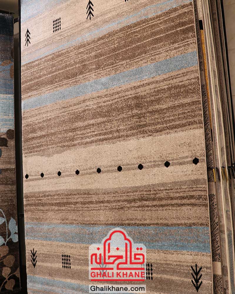 گلیم فرش ماشینی ساوین کد 4002 شکلاتی