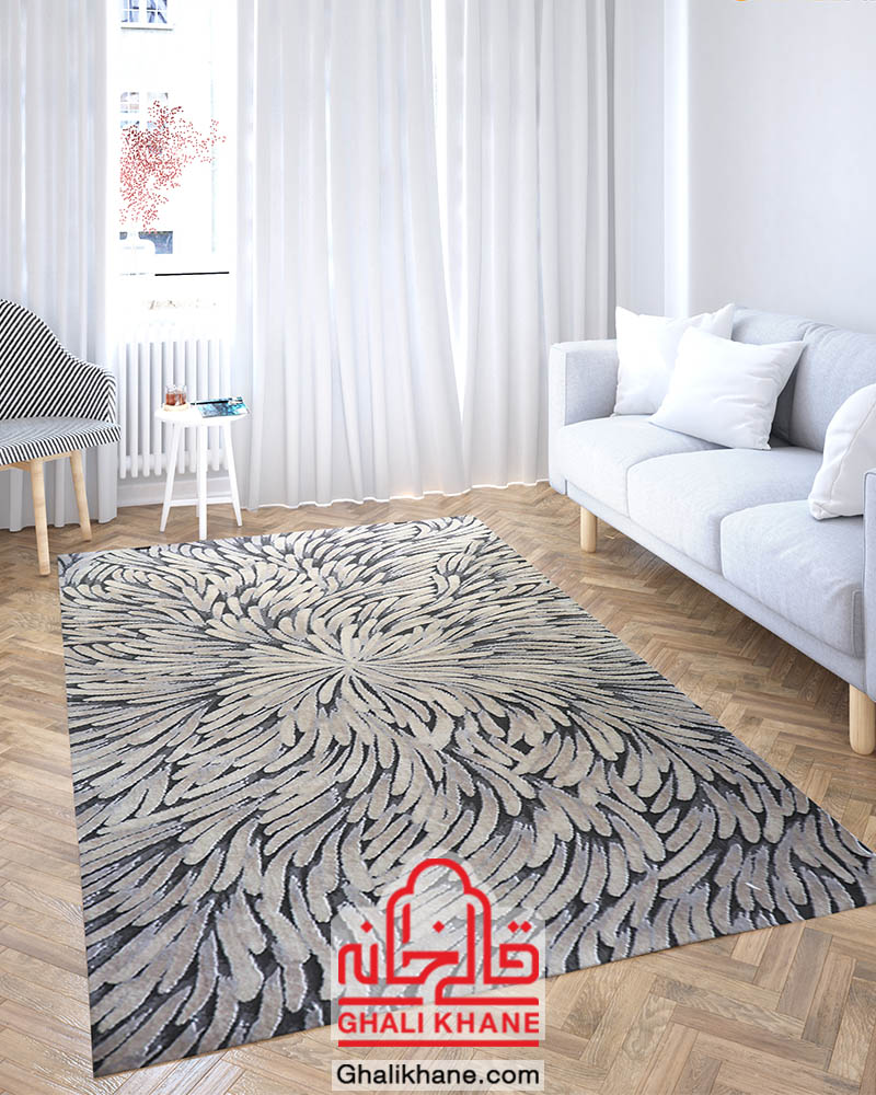 فرش ماشینی طرح پالادیوم کد G-0017 زمینه طوسی