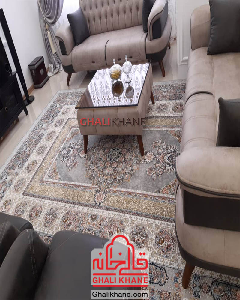فرش نگین مشهد 1200 شانه کد 1215 طوسی