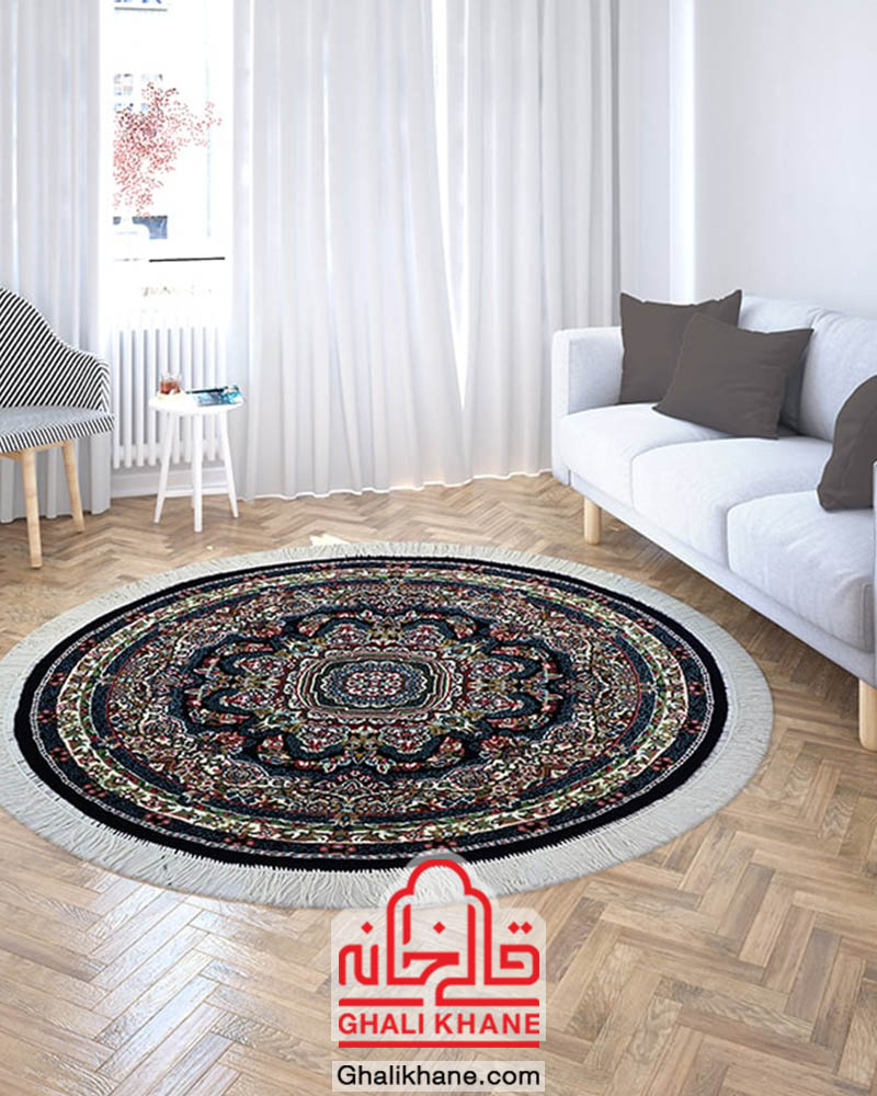 فرش زمرد مشهد 500 شانه کد 18116 سرمه ای