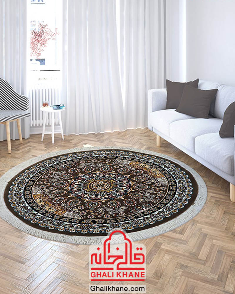 فرش نگین مشهد 500 شانه کد 28009 گردویی گرد