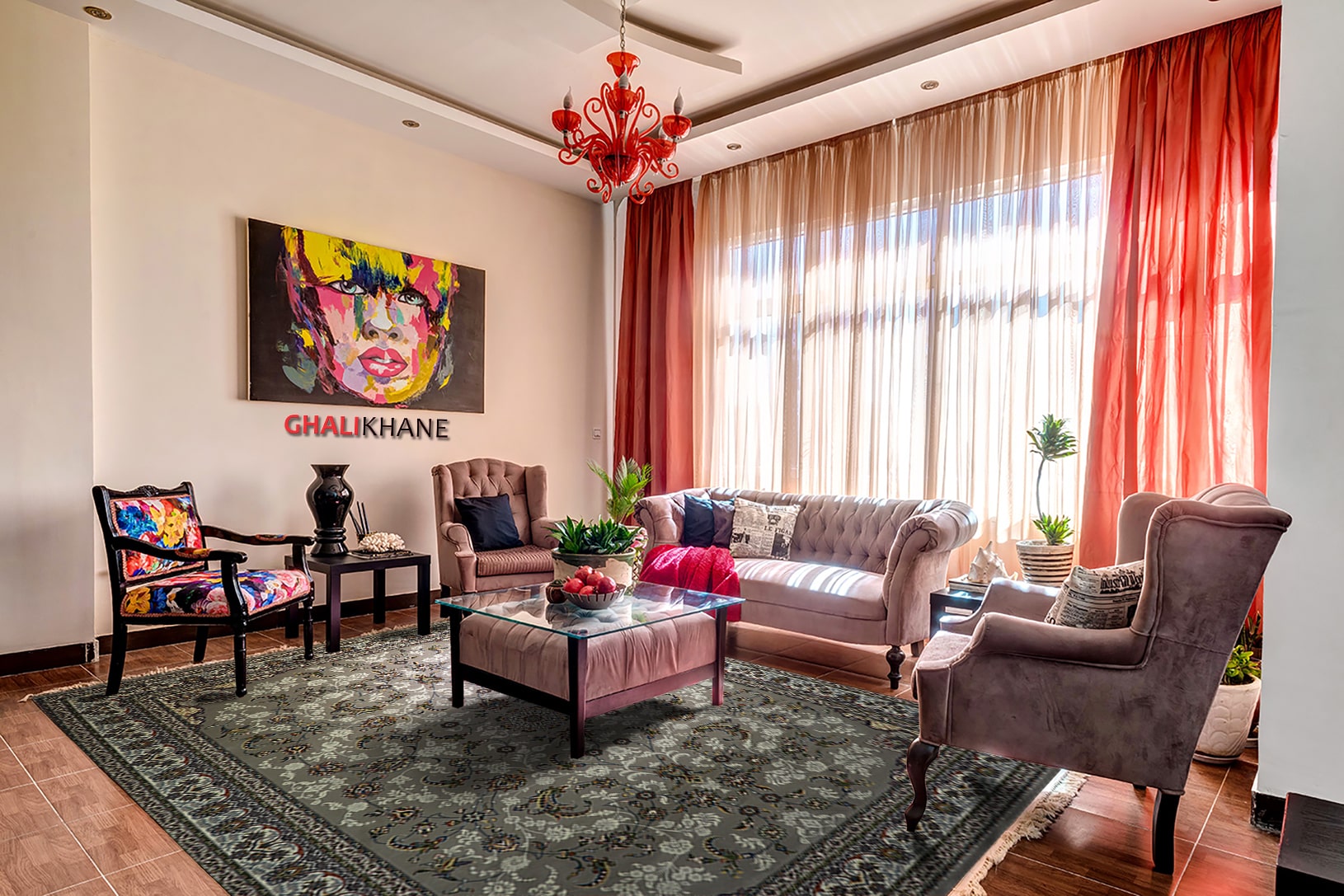 فرش نگین مشهد 700 شانه کد 2599 طرح افشان فیلی