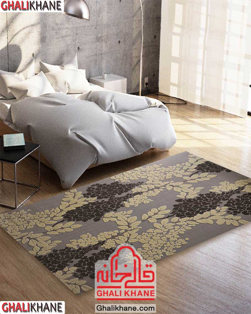 گلیم فرش ماشینی ساوین کد 7402 نقره ای