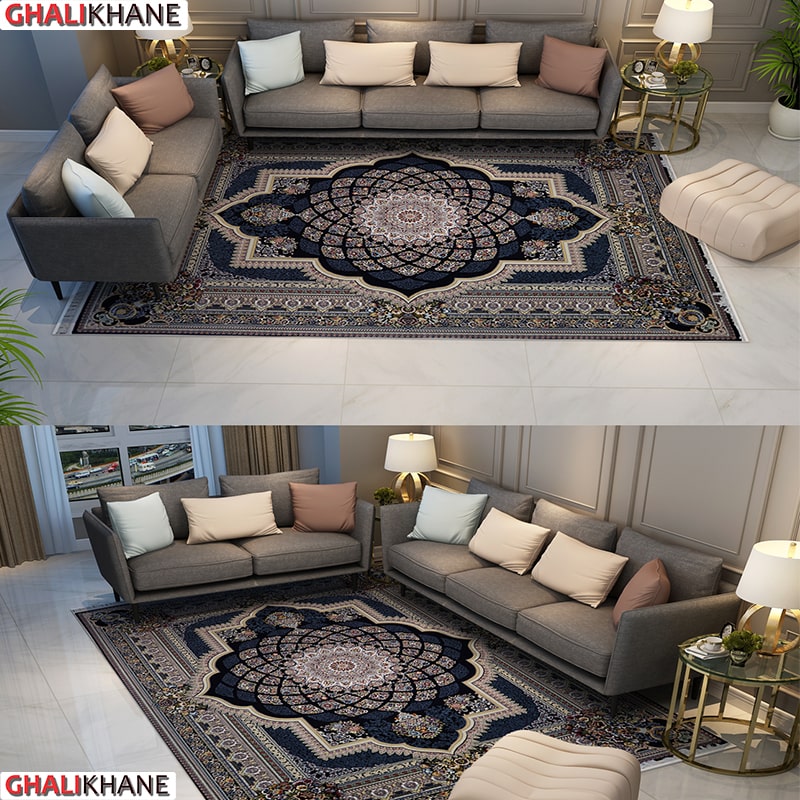 فرش زمرد مشهد 700 شانه کد 25036 سرمه ای