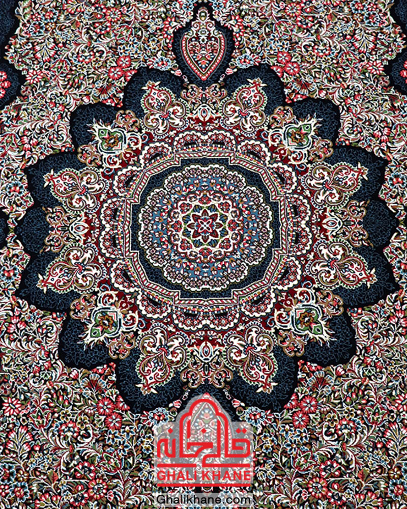 فرش زمرد مشهد 500 شانه کد 18116 سرمه ای