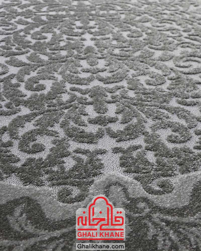 گلیم فرش ماشینی ساوین کد 7401 نقره ای