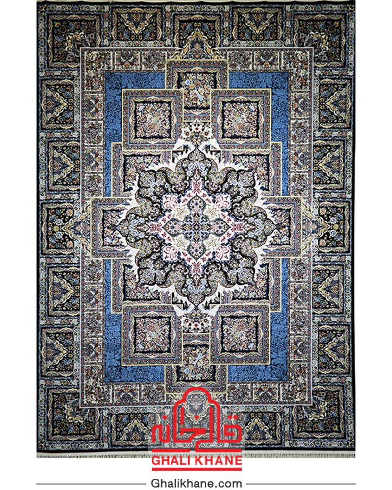 فرش زمرد مشهد 1200 شانه کد 22000 سرمه ای