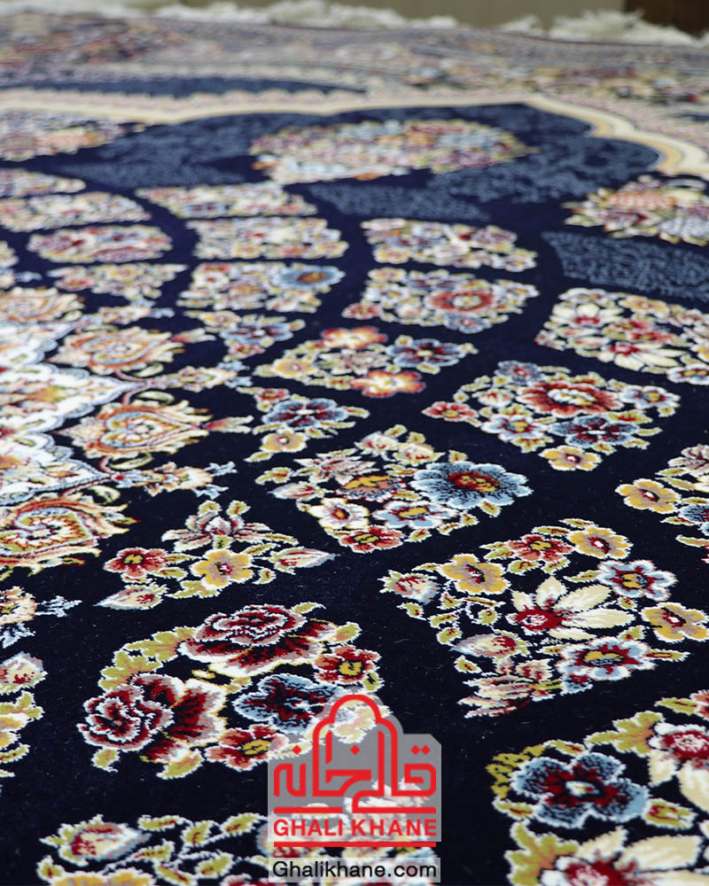 فرش زمرد مشهد 700 شانه کد 25036 سرمه ای