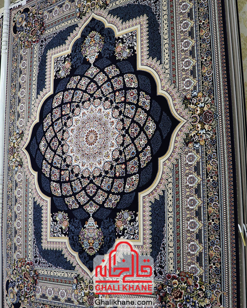 فرش زمرد مشهد 700 شانه کد 25036 سرمه ای