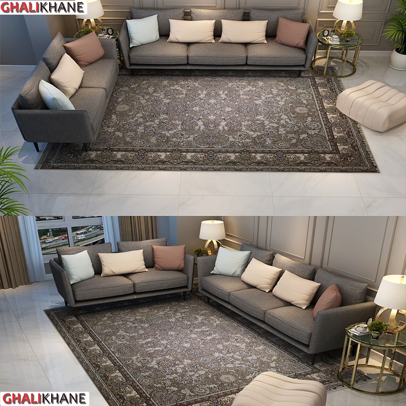 فرش نگین مشهد 1200 شانه کد 1218 نسکافه ای